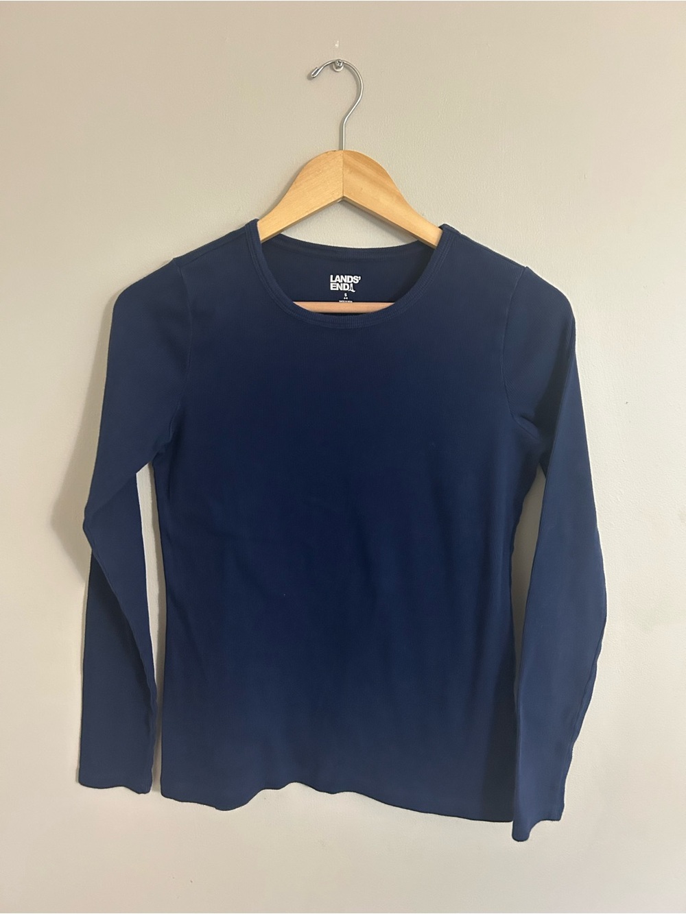 Lands' End Navy Long-Sleeve Crew Tee